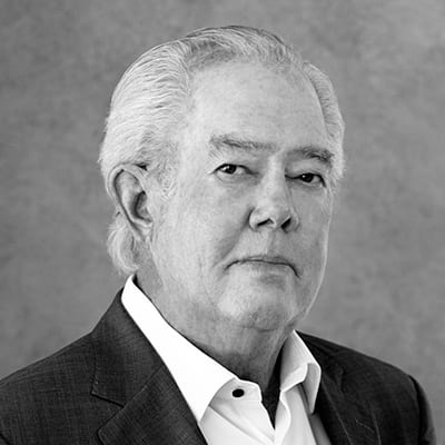 Jay Gillett 3/4 portrait, black and white, by photographer John